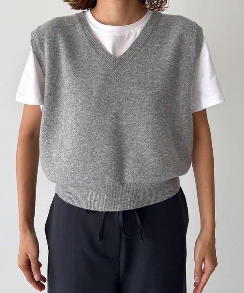 CANAL JEAN（キャナルジーン） ベスト ジレ SLEEK カシミヤ混Vニット