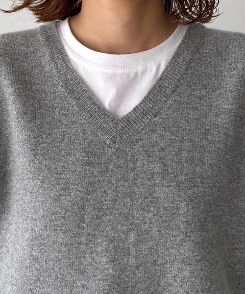 CANAL JEAN（キャナルジーン） ベスト ジレ SLEEK カシミヤ混Vニット