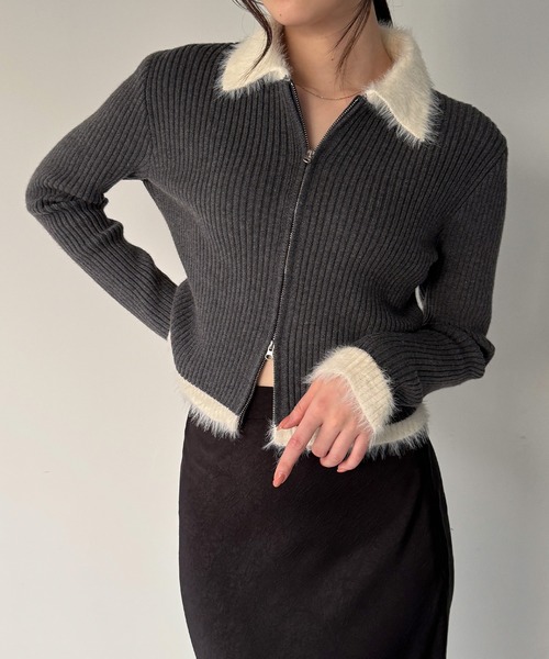 おまとめ シップス ニット 2点 JUNOAH（ジュノア） ニット セーター バイカラーシャギーダブルジップ