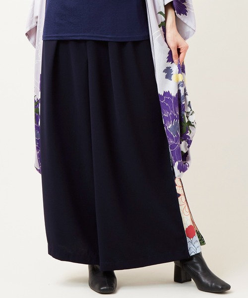 カヤ パンツ 「カヤ」花盛り八掛袴風ワイドパンツ レディース