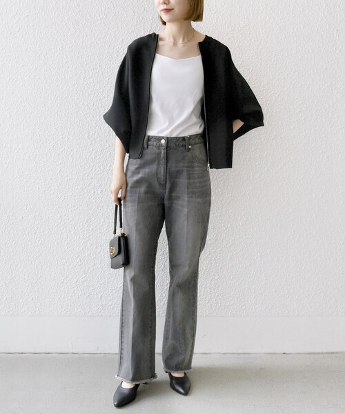 [SHIPS any] обработка ботинки cut Denim брюки 40 черный женский 