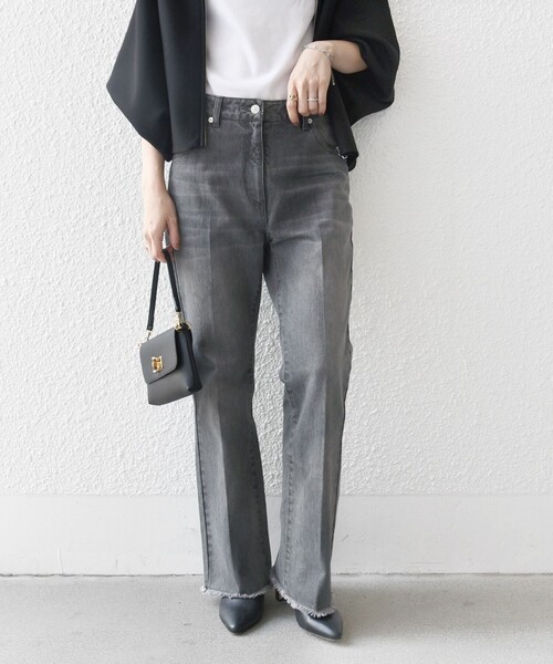 [SHIPS any] обработка ботинки cut Denim брюки 40 черный женский 
