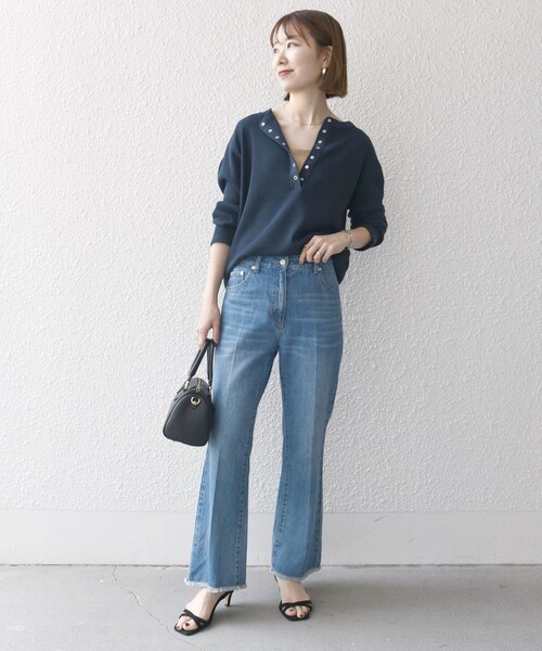 [SHIPS any] обработка ботинки cut Denim брюки 40 черный женский 
