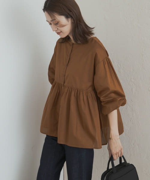完売　 Jena ジェナ 2WAY ギャザーブラウス URBAN RESEARCH DOORS ブラウス シャツ コットンツイル2WAY