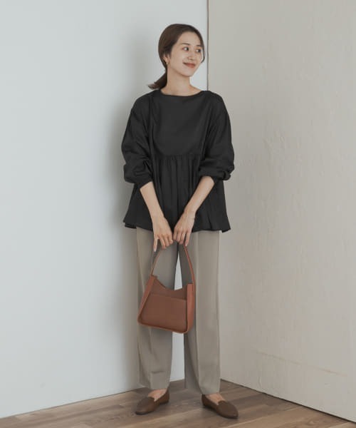 完売　 Jena ジェナ 2WAY ギャザーブラウス URBAN RESEARCH DOORS ブラウス シャツ コットンツイル2WAY