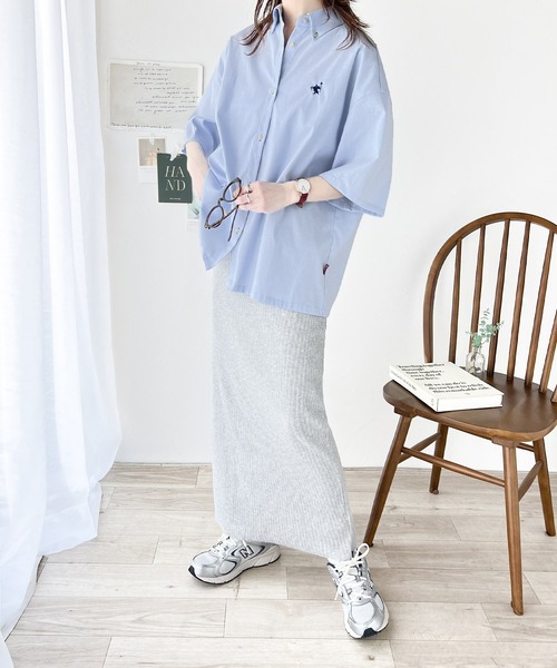 「Java」 半袖シャツ LARGE ブルー レディース_画像2