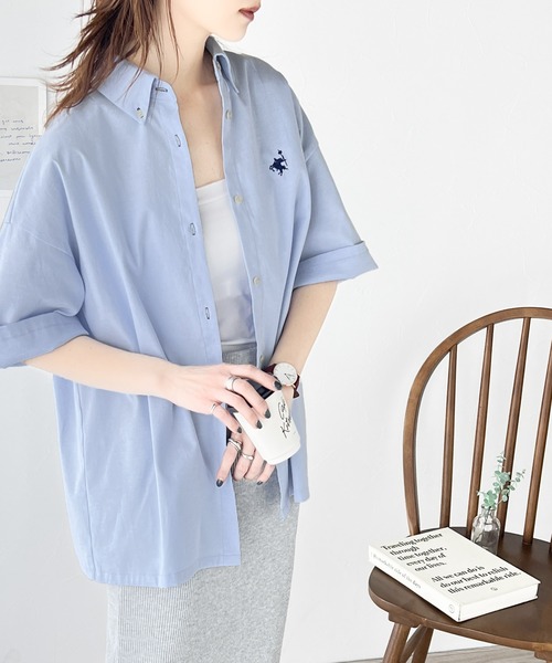 「Java」 半袖シャツ LARGE ブルー レディース_画像3