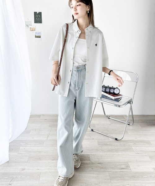 「Java」 半袖シャツ LARGE ブルー レディース_画像5