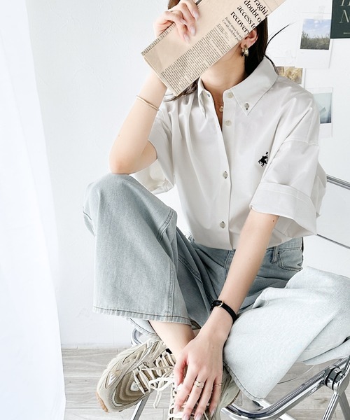 「Java」 半袖シャツ LARGE ブルー レディース_画像8