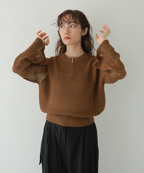 CLEIO（クレイオ） ニット セーター 「CLEIO」透かし編みジッププル