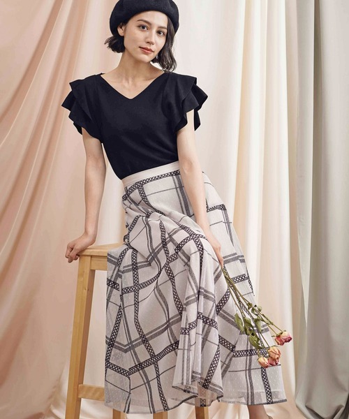 「NOELA」 Vネックニット フリー ボルドー レディース_画像4