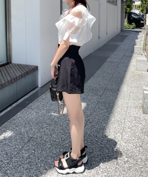 「abc une face」 半袖ブラウス FREE ホワイト レディース_画像3