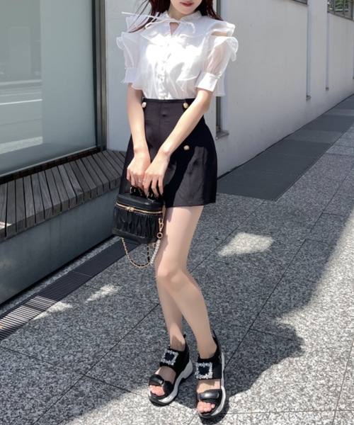 「abc une face」 半袖ブラウス FREE ホワイト レディース_画像5