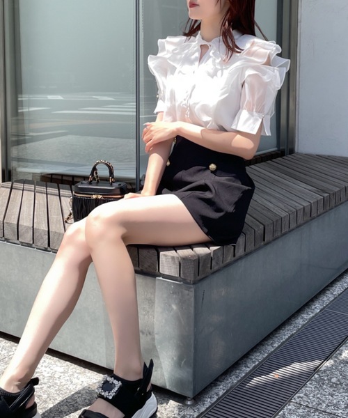 「abc une face」 半袖ブラウス FREE ホワイト レディース_画像8