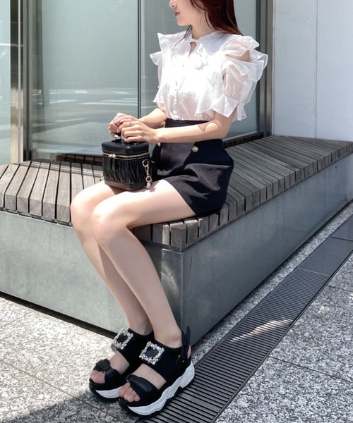 「abc une face」 半袖ブラウス FREE ホワイト レディース_画像9