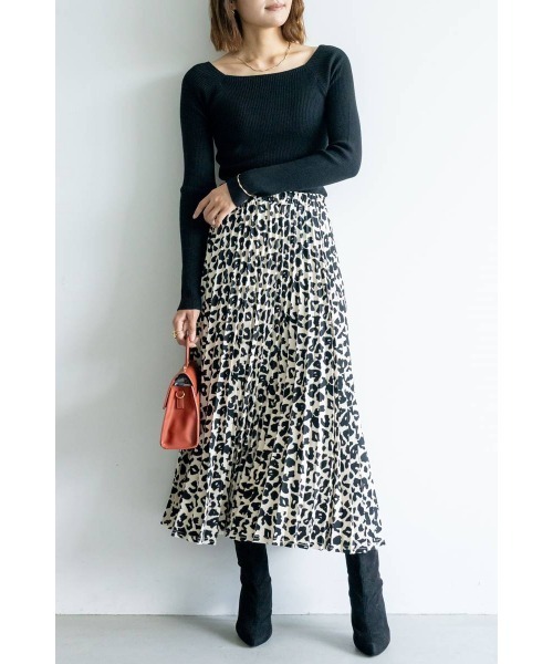 M.deux（エムドゥ） スカート ○ヒョウ柄プリーツスカート