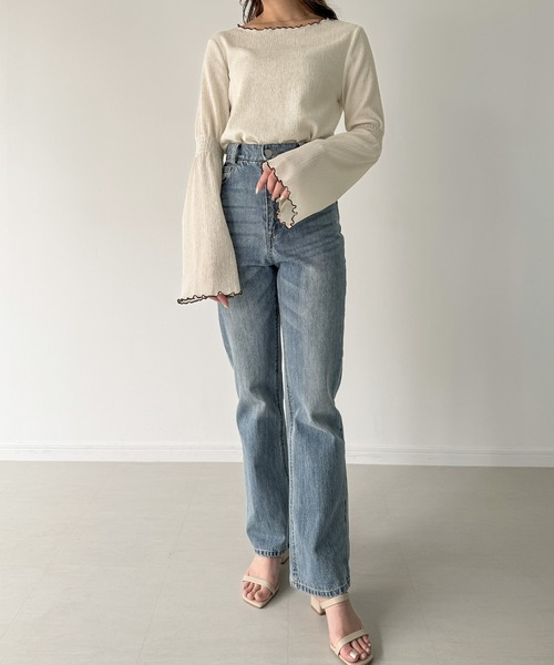 「JUNOAH」 長袖カットソー X-LARGE アイボリー レディース_画像3