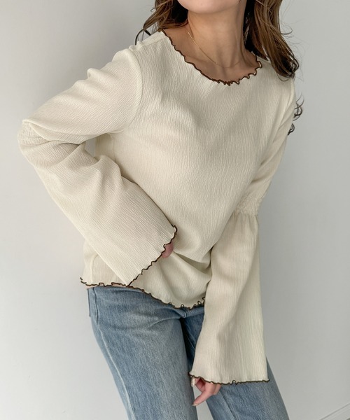 「JUNOAH」 長袖カットソー X-LARGE アイボリー レディース_画像6