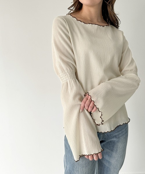 「JUNOAH」 長袖カットソー X-LARGE アイボリー レディース_画像7