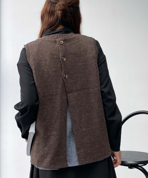 AS KNOW AS（アズノゥアズ） ベスト ジレケーブル編み切替えデザイン