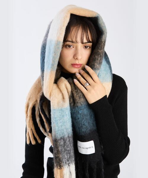 新品 agnes b アニエスベー　ウール混　正方形　水玉　スカーフ　ストール コットン HIV／AIDS チャリティー ストール ”Sida” | agnes