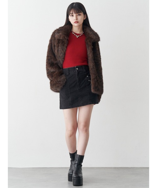 MURUA（ムルーア） コート アウター レオパードフェイクファーコート