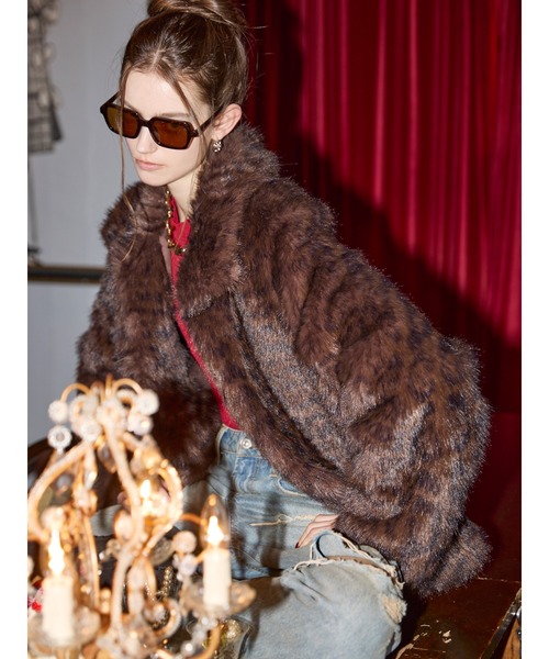 MURUA（ムルーア） コート アウター レオパードフェイクファーコート