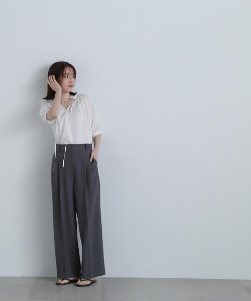 「N.(N. Natural Beauty Basic)」 半袖ブラウス MEDIUM ブルー レディース_画像5
