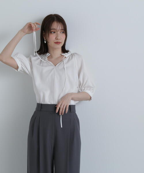 「N.(N. Natural Beauty Basic)」 半袖ブラウス MEDIUM ブルー レディース_画像6