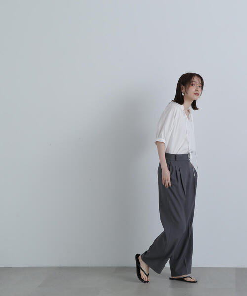 「N.(N. Natural Beauty Basic)」 半袖ブラウス MEDIUM ブルー レディース_画像7