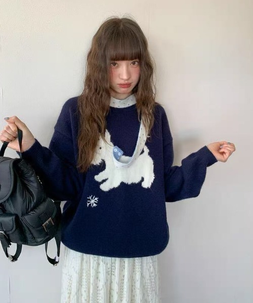 AsRiRe ニット セーター 25aw ドット柄マフラー/スコティッシュテリア