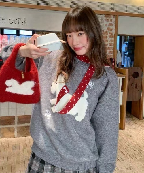 AsRiRe ニット セーター 25aw ドット柄マフラー/スコティッシュテリア