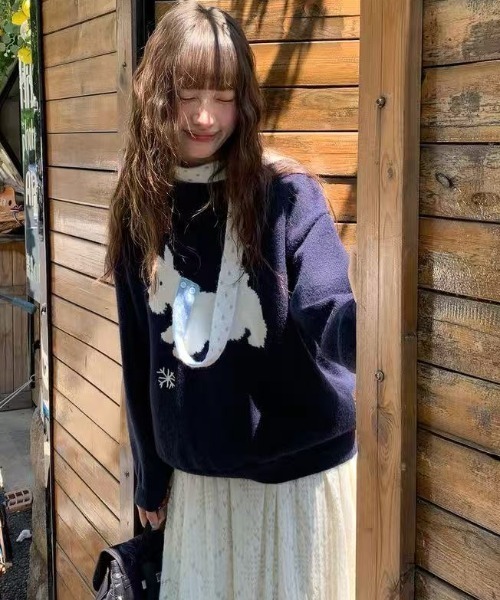 AsRiRe ニット セーター 25aw ドット柄マフラー/スコティッシュテリア