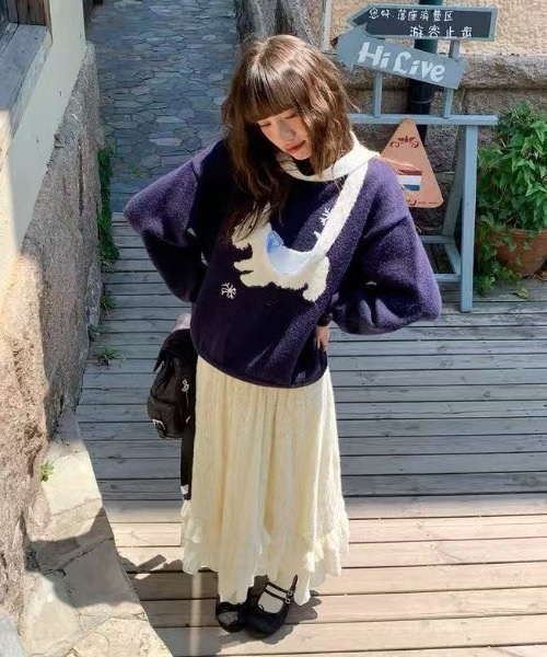 AsRiRe ニット セーター 25aw ドット柄マフラー/スコティッシュテリア