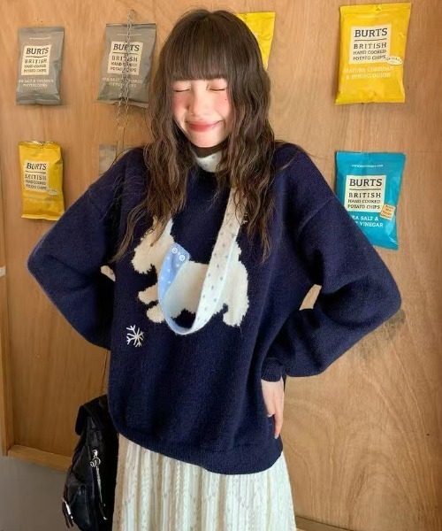 AsRiRe ニット セーター 25aw ドット柄マフラー/スコティッシュテリア