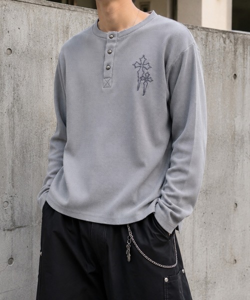 NYLAUS（ナイラス） ヘンリーネック tシャツ 「NYS」ヴィンテージ