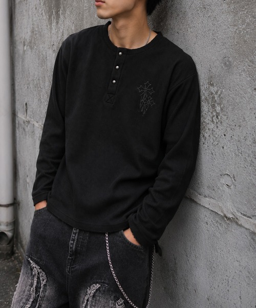 NYLAUS（ナイラス） ヘンリーネック tシャツ 「NYS」ヴィンテージ