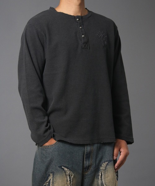 NYLAUS（ナイラス） ヘンリーネック tシャツ 「NYS」ヴィンテージ