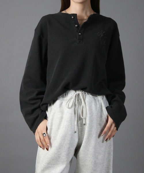NYLAUS（ナイラス） ヘンリーネック tシャツ 「NYS」ヴィンテージ