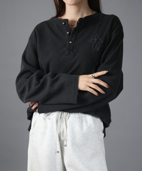 NYLAUS（ナイラス） ヘンリーネック tシャツ 「NYS」ヴィンテージ