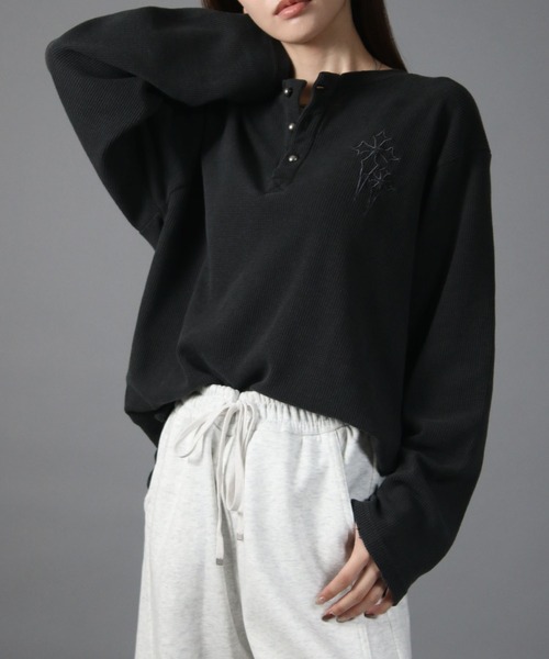 NYLAUS（ナイラス） ヘンリーネック tシャツ 「NYS」ヴィンテージ
