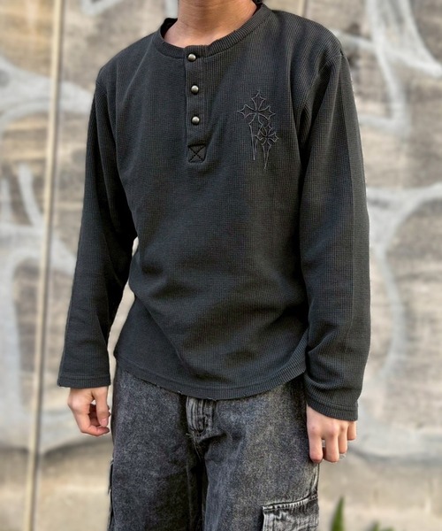 NYLAUS（ナイラス） ヘンリーネック tシャツ 「NYS」ヴィンテージ