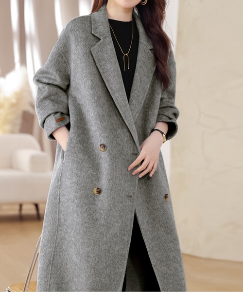 コート チェスターコート ダブルボタンロングチェスターコート