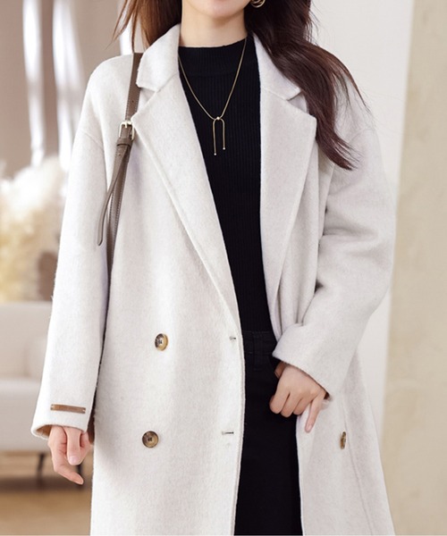 [美品]ドレステリア ウール ロング チェスターコート ダブルボタンサイズ コート チェスターコート ダブルボタンロングチェスターコート