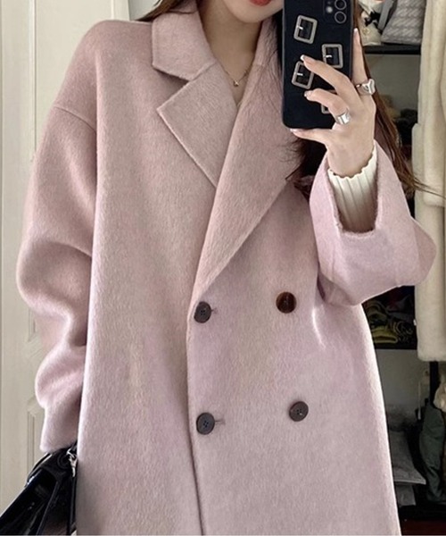 コート チェスターコート ダブルボタンロングチェスターコート