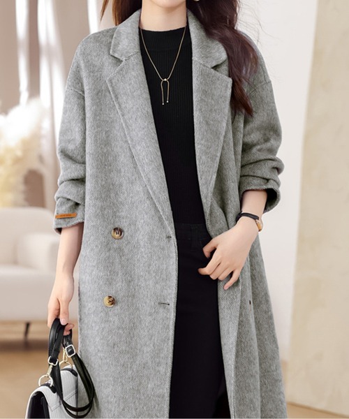 コート チェスターコート ダブルボタンロングチェスターコート