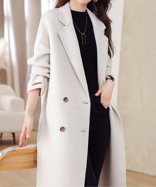 [美品]ドレステリア ウール ロング チェスターコート ダブルボタンサイズ コート チェスターコート ダブルボタンロングチェスターコート