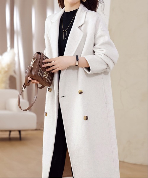 コート チェスターコート ダブルボタンロングチェスターコート