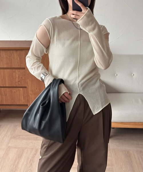 「MUHET」 長袖ニット FREE オフホワイト レディース_画像2