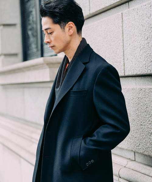 キャンティ様　【新品】Edifice エディフィス ウールコートBLACK 44 エディフィス EDIFICE ≪予約≫ ウール ギャバジン チェスター コート